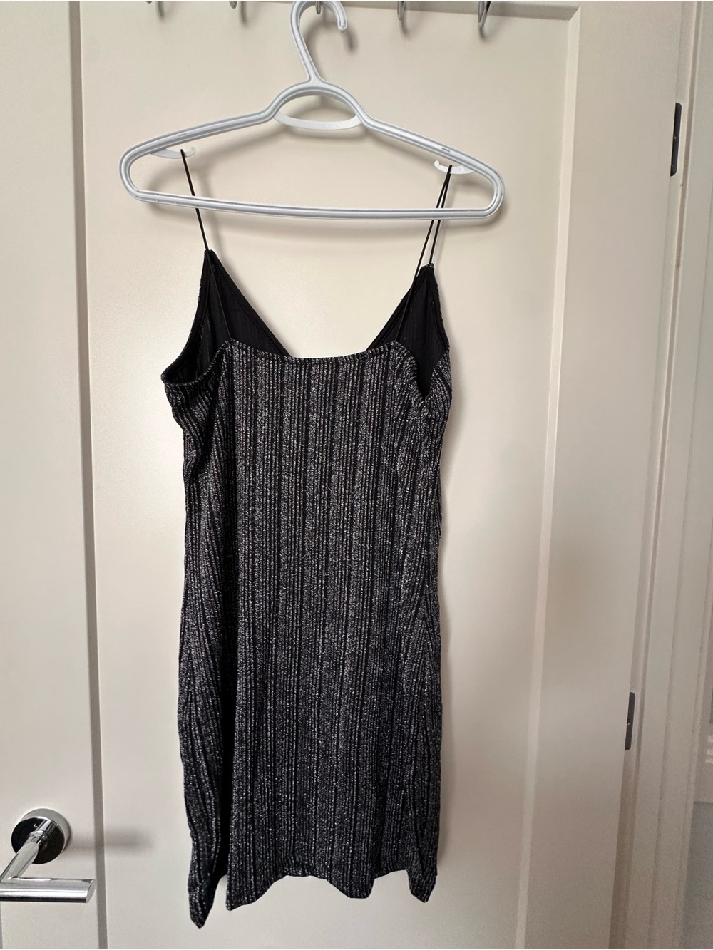 Black Metallic Ribbed Slip Mini Dress - Picture 2 of 2